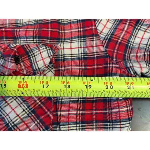 Matchstick Flannel Shirt Women’s L Plaid Red White 100% Cotton Classic Roll Tabs - Picture 15 of 16